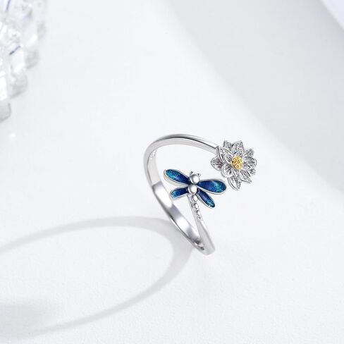 TRISHULA Highland Cow Ring 925 Sterling Silver Open Daisy Ring Heart Shaped Moonstone Ring Adjustable Highland Cow Jewelry for Birthday for Women Girls Cow Lovers Gifts in Kuwait
