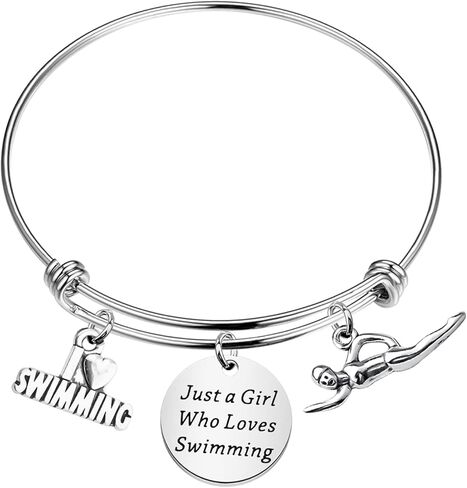 FUSTMW Swimming Bracelet Just a Girl Who Loves Swimming Gifts Swim Gifts for Swimmers Girls Jewelry I Love Swimming Lover Gifts in Saudi Arabia