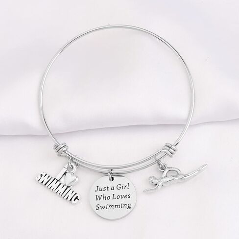 FUSTMW Swimming Bracelet Just a Girl Who Loves Swimming Gifts Swim Gifts for Swimmers Girls Jewelry I Love Swimming Lover Gifts in Saudi Arabia