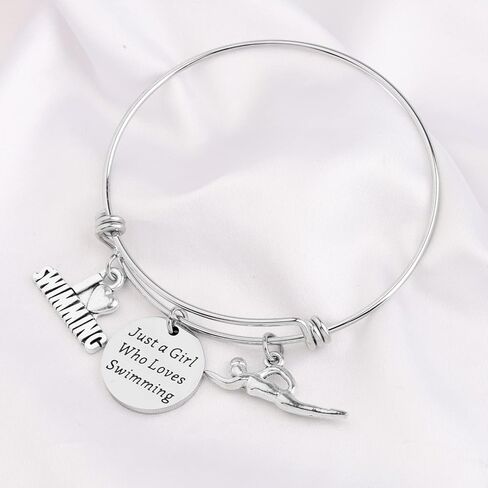 FUSTMW Swimming Bracelet Just a Girl Who Loves Swimming Gifts Swim Gifts for Swimmers Girls Jewelry I Love Swimming Lover Gifts in Saudi Arabia