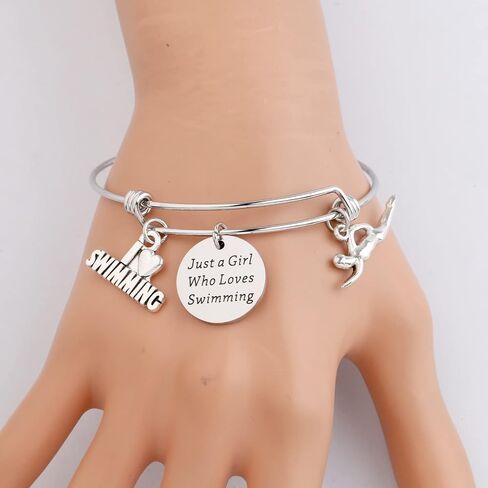 FUSTMW Swimming Bracelet Just a Girl Who Loves Swimming Gifts Swim Gifts for Swimmers Girls Jewelry I Love Swimming Lover Gifts in Saudi Arabia