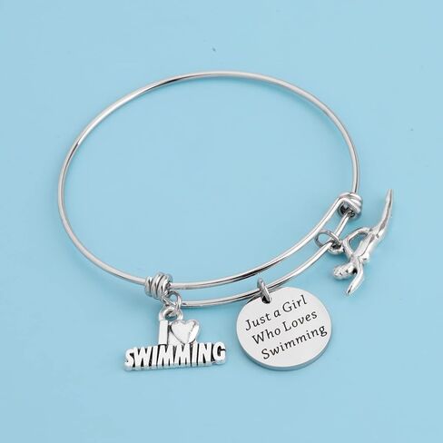 FUSTMW Swimming Bracelet Just a Girl Who Loves Swimming Gifts Swim Gifts for Swimmers Girls Jewelry I Love Swimming Lover Gifts in Saudi Arabia