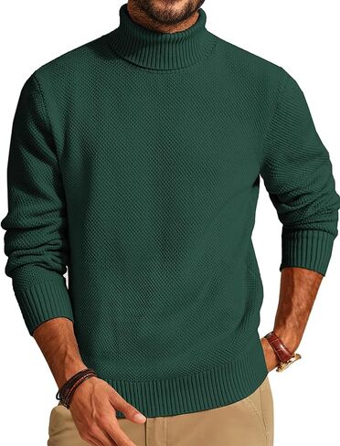 PJ PAUL JONES Men's Turtleneck Pullover Sweaters Knitted Casual Textured Sweater in Saudi Arabia