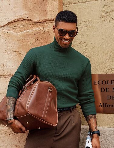 PJ PAUL JONES Men's Turtleneck Pullover Sweaters Knitted Casual Textured Sweater in Saudi Arabia