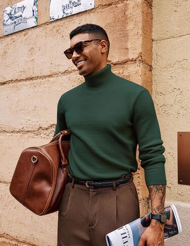 PJ PAUL JONES Men's Turtleneck Pullover Sweaters Knitted Casual Textured Sweater in Saudi Arabia