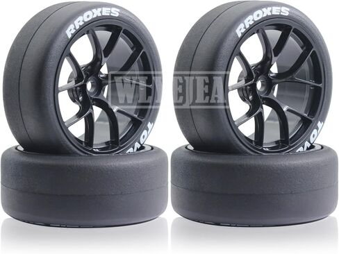 1/10 RC Drift Wheels Y-type Hard Plastic Wheel Hub 12mm Hex 65mm Rubber Tires Compatible for 1/10 On-Road RC Drift Drifting Car Traxxas HSP Tamiya Kyosho Himoto HPI Redcat(4PCS) in Kuwait