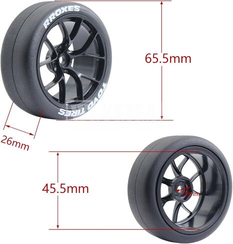 1/10 RC Drift Wheels Y-type Hard Plastic Wheel Hub 12mm Hex 65mm Rubber Tires Compatible for 1/10 On-Road RC Drift Drifting Car Traxxas HSP Tamiya Kyosho Himoto HPI Redcat(4PCS) in Kuwait