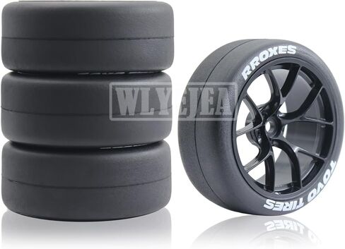 1/10 RC Drift Wheels Y-type Hard Plastic Wheel Hub 12mm Hex 65mm Rubber Tires Compatible for 1/10 On-Road RC Drift Drifting Car Traxxas HSP Tamiya Kyosho Himoto HPI Redcat(4PCS) in Kuwait