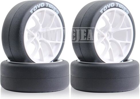 1/10 RC Drift Wheels Y-type Hard Plastic Wheel Hub 12mm Hex 65mm Rubber Tires Compatible for 1/10 On-Road RC Drift Drifting Car Traxxas HSP Tamiya Kyosho Himoto HPI Redcat(4PCS) in Saudi Arabia
