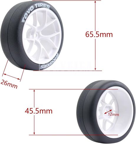 1/10 RC Drift Wheels Y-type Hard Plastic Wheel Hub 12mm Hex 65mm Rubber Tires Compatible for 1/10 On-Road RC Drift Drifting Car Traxxas HSP Tamiya Kyosho Himoto HPI Redcat(4PCS) in Saudi Arabia