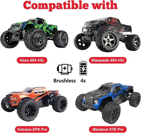 HobbyPark Pre-Glued 2.8" 12mm Hex 1/10 Scale RC Truck Tires and Wheels for Brushless Traxxas Rustler 4x4 VXL Stampede 4x4 2WD Redcat Volcano EPX Pro S30 Blackout XTE Pro(4-Pack) in Saudi Arabia
