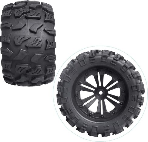 HobbyPark Pre-Glued 2.8" 12mm Hex 1/10 Scale RC Truck Tires and Wheels for Brushless Traxxas Rustler 4x4 VXL Stampede 4x4 2WD Redcat Volcano EPX Pro S30 Blackout XTE Pro(4-Pack) in Saudi Arabia