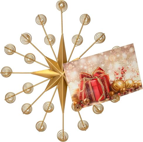 حامل بطاقات عيد الميلاد وحامل الصور على الحائط على شكل نجمة معدنية مزخرفة مقاس 15 بوصة من Red Co - أسود in Kuwait