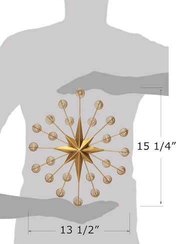 حامل بطاقات عيد الميلاد وحامل الصور على الحائط على شكل نجمة معدنية مزخرفة مقاس 15 بوصة من Red Co - أسود in Kuwait