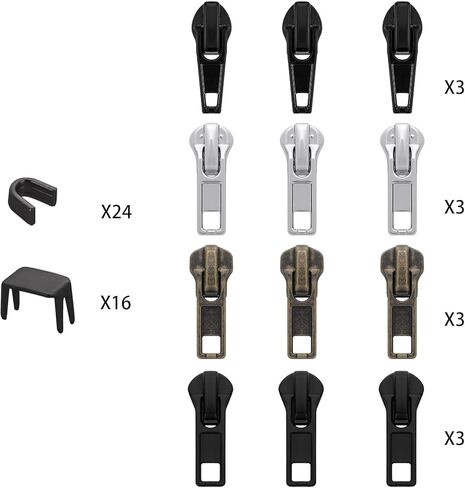 Lusofie 52 Pcs Zipper Repair Kit for Zipper Pull Replacement Universal #5 Replacement Zipper Pull for Backpacks Jackets Wallets Boots Coat Metal and Plastic Zippers in Saudi Arabia