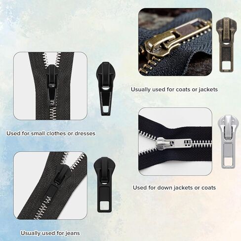 Lusofie 52 Pcs Zipper Repair Kit for Zipper Pull Replacement Universal #5 Replacement Zipper Pull for Backpacks Jackets Wallets Boots Coat Metal and Plastic Zippers in Saudi Arabia