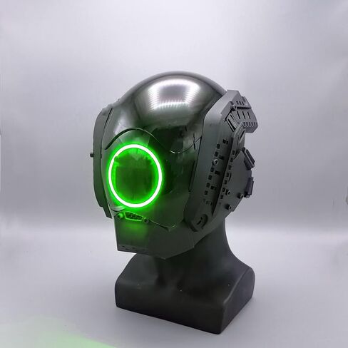 Black Punk Mask with Kit Rail on Sides LED Light up Punk Mask Cosplay for Men Futuristic Halloween Costume Mask in Saudi Arabia
