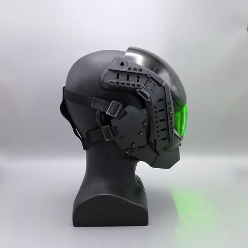 Black Punk Mask with Kit Rail on Sides LED Light up Punk Mask Cosplay for Men Futuristic Halloween Costume Mask in Saudi Arabia