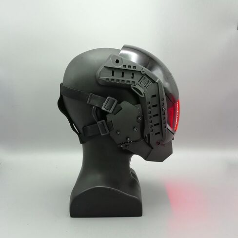 Black Punk Mask with Kit Rail on Sides LED Light up Punk Mask Cosplay for Men Futuristic Halloween Costume Mask in Saudi Arabia