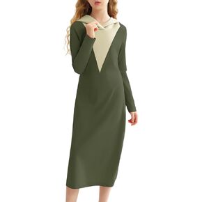 Girls Long Sleeve Maxi Dress Slim Hoodie Long Dress Sweatshirt for Size 7-14 Tween Teen in Fall Winter Spring