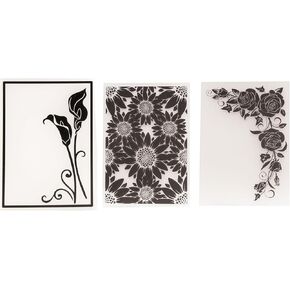 3Pcs 3D Textured Plastic Embossing Folders for Card Making Embossing Machine Template Mold Paper Card Embossing Stencil Flower Leaf Embossing Folder for Scrapbook Photo Album DIY Craft Decoration in Kuwait