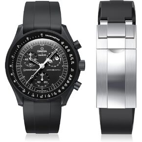 Strap for Moonswatch Watch,Cut to Size No Gap Silicone Strap for Omega X Swatch Speedmaster Moonswatch Watch 20mm,Soft Curved Replacement Strap for Swatch Omega Men Women