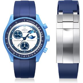 Strap for Moonswatch Watch,Cut to Size No Gap Silicone Strap for Omega X Swatch Speedmaster Moonswatch Watch 20mm,Soft Curved Replacement Strap for Swatch Omega Men Women