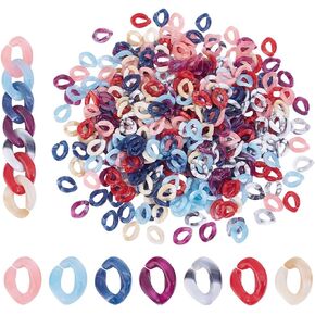 PH PandaHall 420pcs 7 Colors Acrylic Linking Rings, Quick Link Connectors 13x10mm Oval Open Linking Rings Bag Chain Link for Necklace Bracelet Eyeglass Chain DIY Jewelry Cable Chains Making