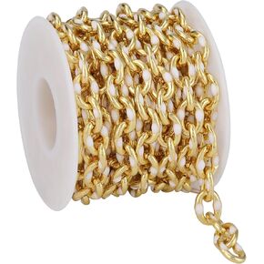 YOUBEIYEE 2 Meters Colorful Enamel Chain for Jewelry Making 18K Gold Plated Brass Jewelry Making Chain Fun Multicolored Decoration Craft Chain