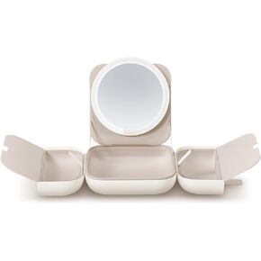 AMIRO M2 LumoCube Portable LED Bag Mirror with 5 Level Brightness, Makeup case Organizer with Mirror-White
