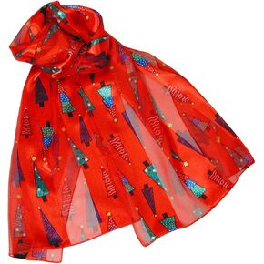 Colorful Christmas Tree Holiday Scarves with Gift Box Option