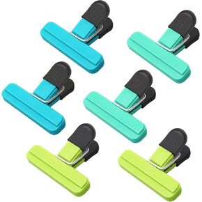 Bag Clips, Chip Clips/Food Clips/Photo File Clamps/Office Clips, Heavy Duty Sealing Clips for Food Storage with Air Tight Seal Grip (6Pcs Clips)