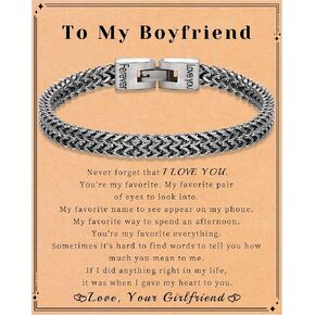 Gifts for Men Cuban Link Chain Bracelet Love You Forever Birthday Christmas Gifts for Boyfriend Son Grandson Husband Brother Dad Stocking Stuffers