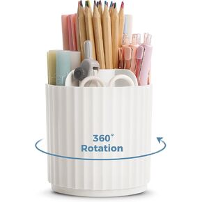 حامل أقلام دوار من SKYDUE للمكتب، منظم أقلام صغير للمكتب، كوب قلم رصاص دوار مع 5 فتحات، كوب قلم لمنظم المكتب، لوازم مكتبية للمكتب، أسود in Kuwait
