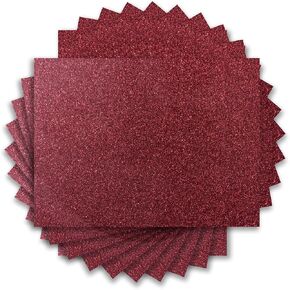 IRON-ON HTV Glitter Heat Transfer Vinyl Bundle 12" x 10" Sheets 16 Assorted Colors 16 Pack Iron on Vinyl for Shirts DIY Desing in Kuwait