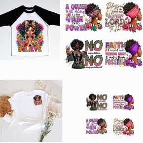 African Women Heat Transfer Patches for T Shirt Jackets Jeans Bags Pillows Backpacks 10 pcs Patches DTF Transfers Ready to Press T Shirts Iron on Heat Sticker for Clothes