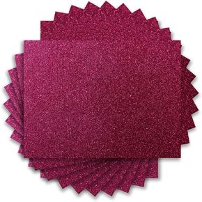 IRON-ON HTV Glitter Heat Transfer Vinyl Bundle 12" x 10" Sheets 16 Assorted Colors 16 Pack Iron on Vinyl for Shirts DIY Desing
