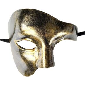 Halloween Phantom Mask for men Gold Half Face One-eyed