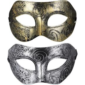 PRETYZOOM 2PCS Masquerade Masks for Men Women Greek Roman Warrior Mask Men Venetian Couple Masks Half Mask Eye Mask Adults for Halloween Ball Masquerade