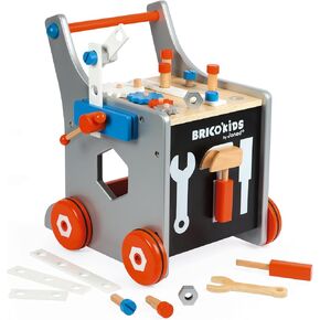 Janod Brico'kids Magnetic DIY Trolley - Walker with 26 Accessories - Ages 18+ Months - J06478