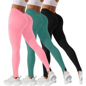 YOAKUKA Scrunch V Back Yoga Leggings for Women Butt Lifting Booty Workout Gym Seamless Pants