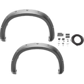 Bushwacker 20106-02 Black Pocket/Rivet Style Smooth Finish Rear Fender Flares for 2017-2021 Ford F-250 & F-350 Super Duty