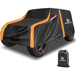 Car Cover for Jeep Wrangler 4 Door Waterproof Car Cover with Driver Door Zipper - All Weather Protection Outdoor Car Cover Snow Sun Rain Hail Fits 1992-2023 Jeep JK JL CJ YJ TJ