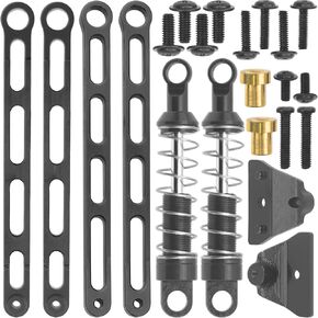 ShareGoo Front Shock Absorbers Pull Rod w/Shock Tower Mount Compatible with MN MN82 LC79 MN78 1/12 RC Car Upgrades Parts (Red)