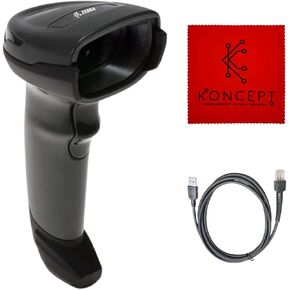 DS4308 Zebra Symbol Barcode Scanner Bundle - Omnidirectional, Corded, Handheld, Standard Range - 1 Year Warranty - with New USB Cable & Microfiber Cleaning Cloth (Renewed)