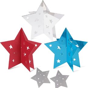 2pcs Star Die Cuts for Patriotic Star 3D Table Decoration 4th of July Table Centerpiece Star Cutting Dies for Labor Day Veteran's Day Decoration