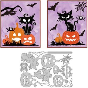 Halloween Cake Die Cuts for Card Making, Halloween Style Cutting Dies Carbon Steel Die Cuts Embossing Template Dies Stencils Scrapbooking for Halloween Craft Birthday Gift Decor Photo Album