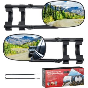 Extended Towing Mirrors - Side Mirror Extensions for Trucks, RVs, Trailers - Universal Clip Towing Mirror - Tow Mirrors with Mirror Extenders for Towing - Clip Trailer Mirror Towing (HA968)