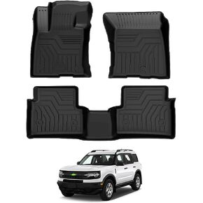 T TGBROS Floor Mats Custom Fit for 2021-2023 2024 Ford Bronco Sport All-Weather Floor Liners 2 Rows Car Mats Set Black