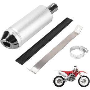 28mm 1.1 Inch Exhaust Muffler Pipe Kit for 50cc 70cc 90cc 110cc 125cc 150cc CRF50 XR50 KLX Coolster SSR Thumpstar TTR YCF Lifan Apollo Chinese Pit Trail Dirt Bike Mini Bike ATV Silver